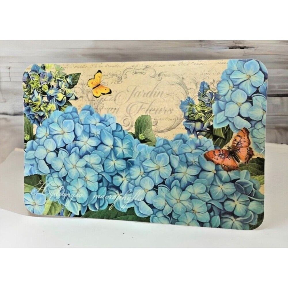 CounterArt Hydrangea Placemats Reversible 17x11" Double Sided Vinyl Set of 4